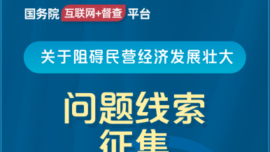 屄屄精品视频国务院“互联网+督查”平台公开征集阻碍民营经济发展壮大问题线索